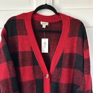 Style & Co Buffalo Plaid Button Up Sweater 1X NWT